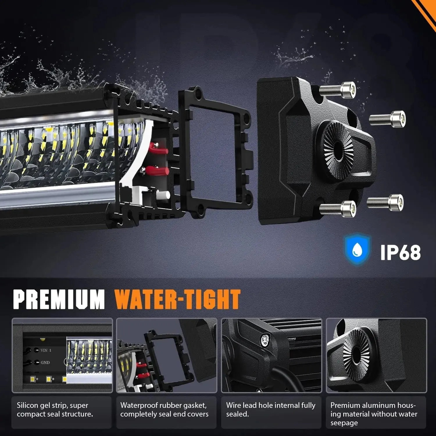 19.5 Inch 75W 8045LM Anti-Glare Slim DRL Spot Flood LED Light Bar Kit | 16AWG Wire DT Switch