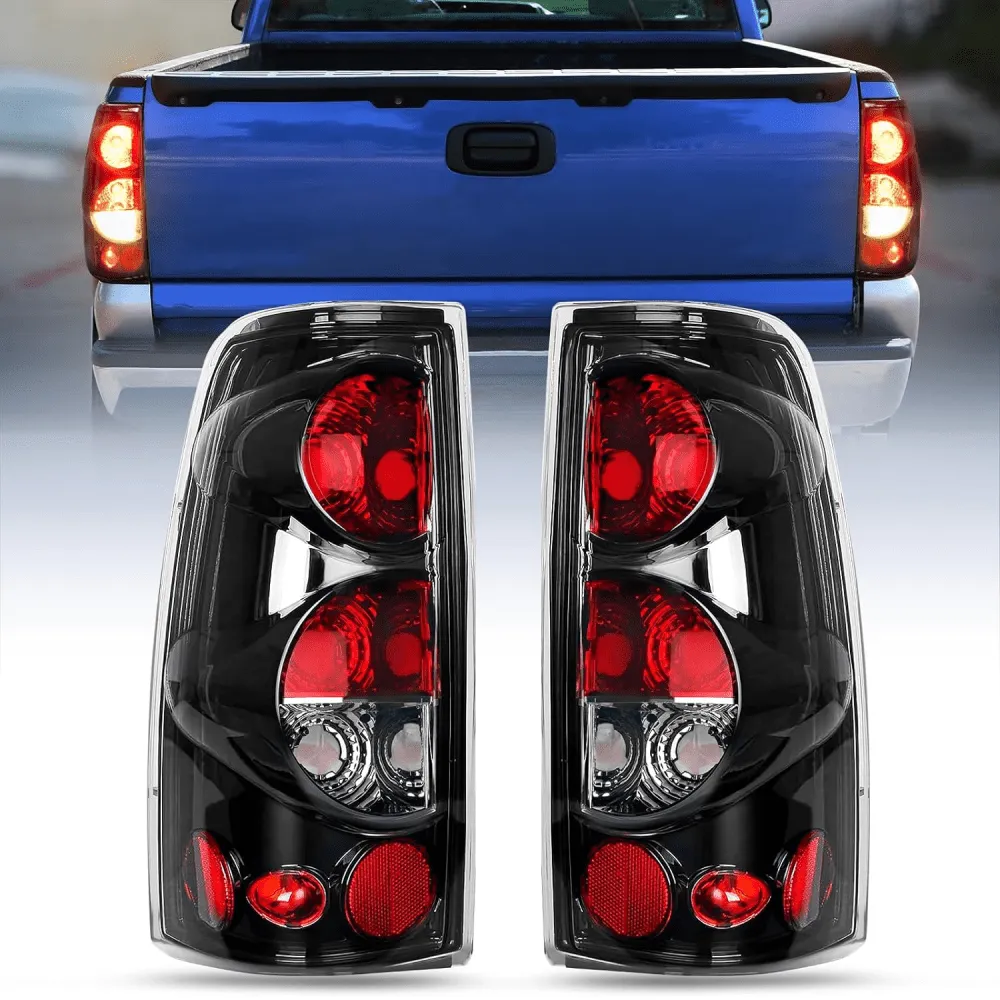 1999-2007 Chevy Silverado 1999-2002 GMC Sierra Tail light Assembly Rear Lamp Classic Body OE Style Black Housing Clear Lens