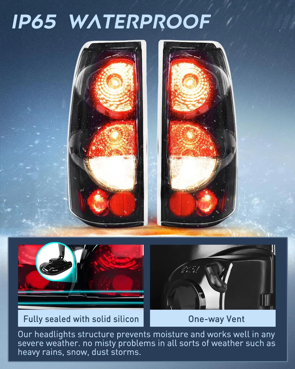 1999-2007 Chevy Silverado 1999-2002 GMC Sierra Tail light Assembly Rear Lamp Classic Body OE Style Black Housing Clear Lens