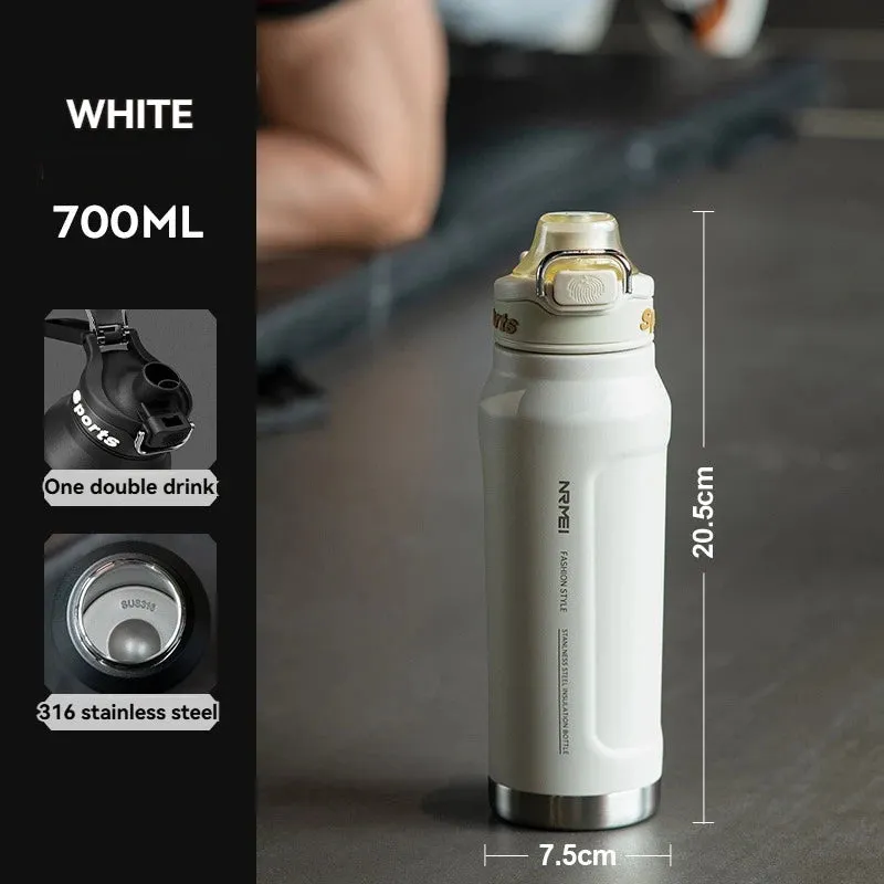 1L Stainless Steel Vacuum Flask Thermos Water Bottle with Straw Eco-Friendly Insulated Beverage Container for Gym Sport - Keeps Cold & Hot