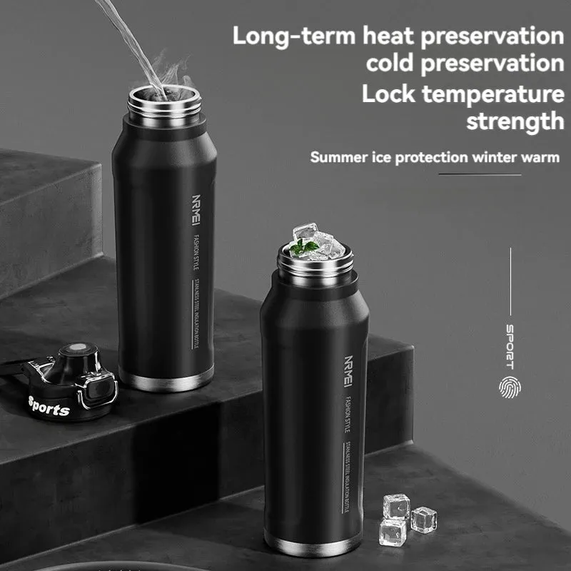 1L Stainless Steel Vacuum Flask Thermos Water Bottle with Straw Eco-Friendly Insulated Beverage Container for Gym Sport - Keeps Cold & Hot