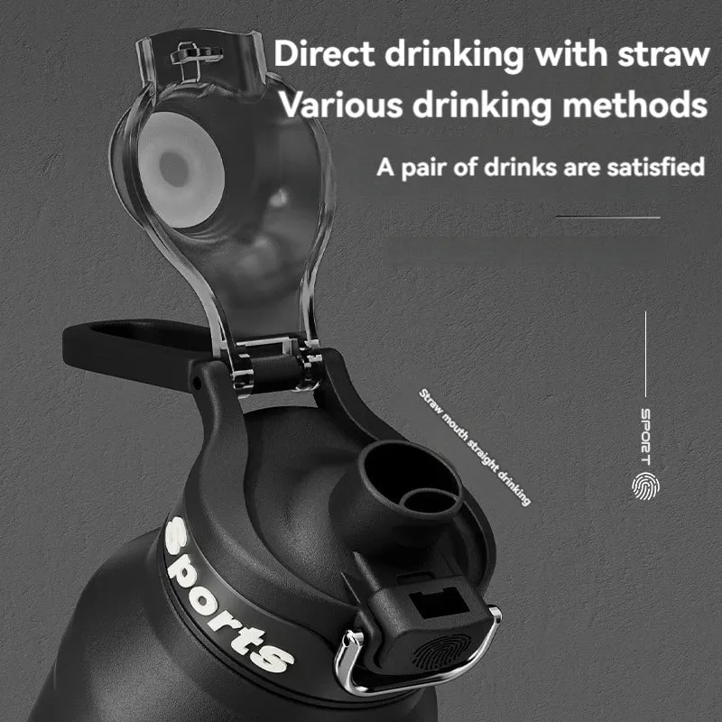 1L Stainless Steel Vacuum Flask Thermos Water Bottle with Straw Eco-Friendly Insulated Beverage Container for Gym Sport - Keeps Cold & Hot