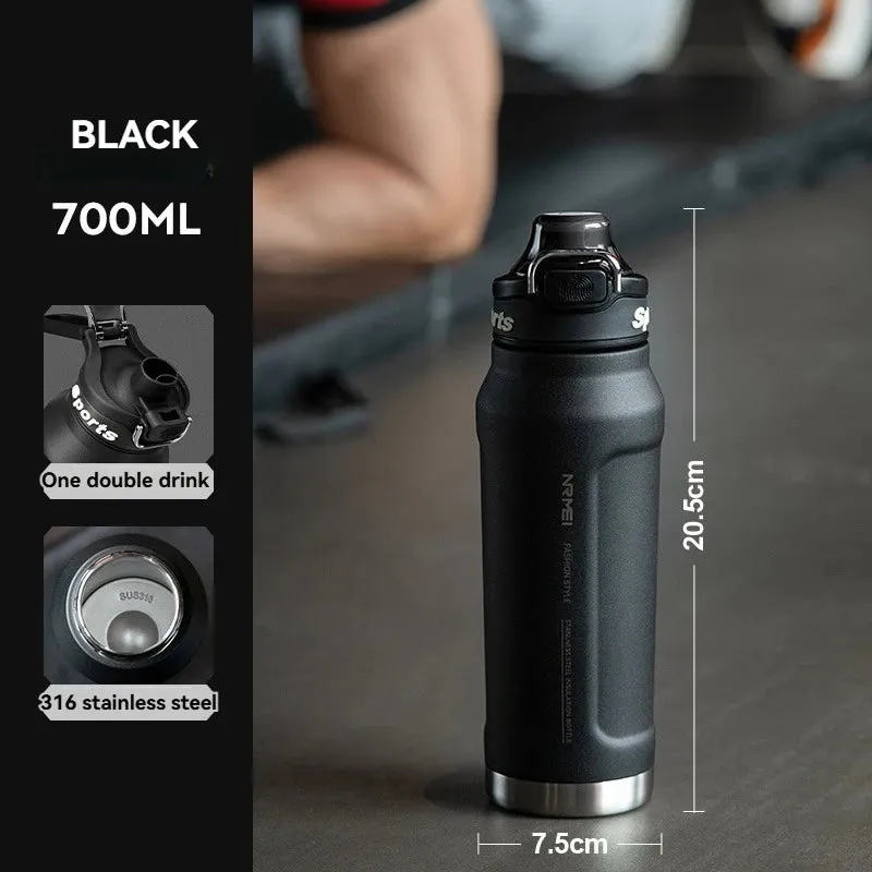 1L Stainless Steel Vacuum Flask Thermos Water Bottle with Straw Eco-Friendly Insulated Beverage Container for Gym Sport - Keeps Cold & Hot