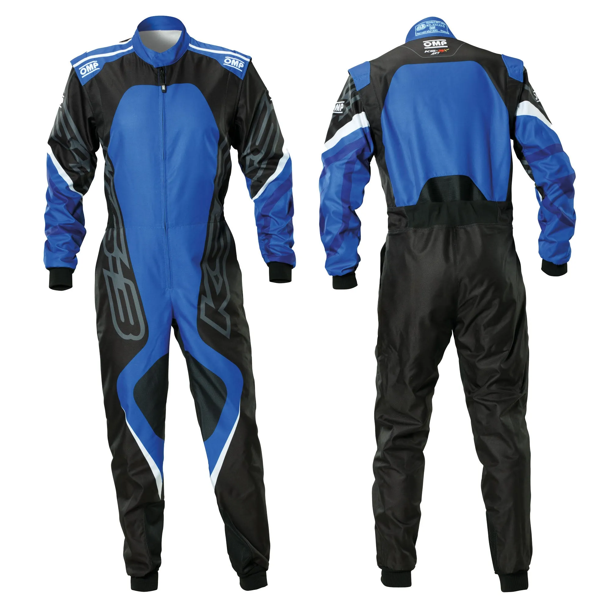 2025 OMP KS-3X ART Karting Suit Black/Blue Design FIA 8877-2022 Go-Kart Racing
