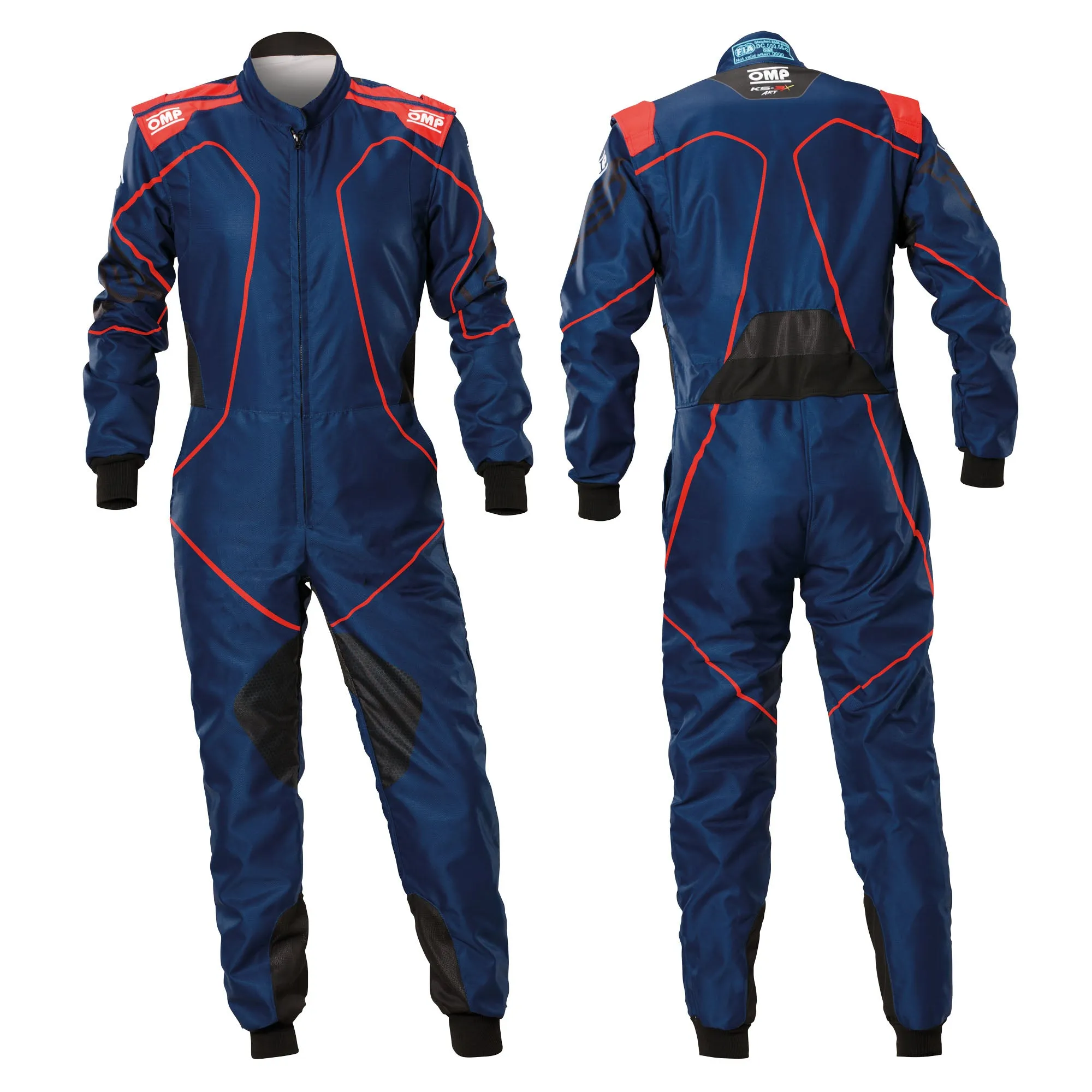 2025 OMP KS-3X ART Kids Karting Suit Navy/Red Design FIA 8877-2022 Kart Racing