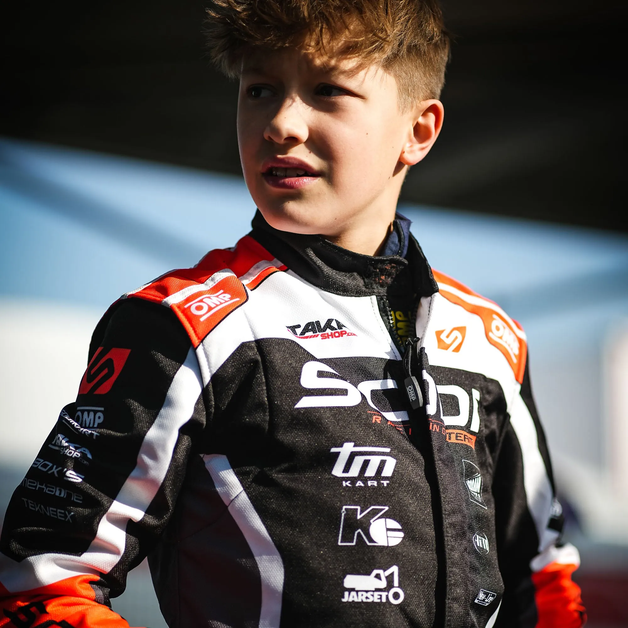 2025 OMP KS-3X ART Kids Karting Suit Navy/Red Design FIA 8877-2022 Kart Racing