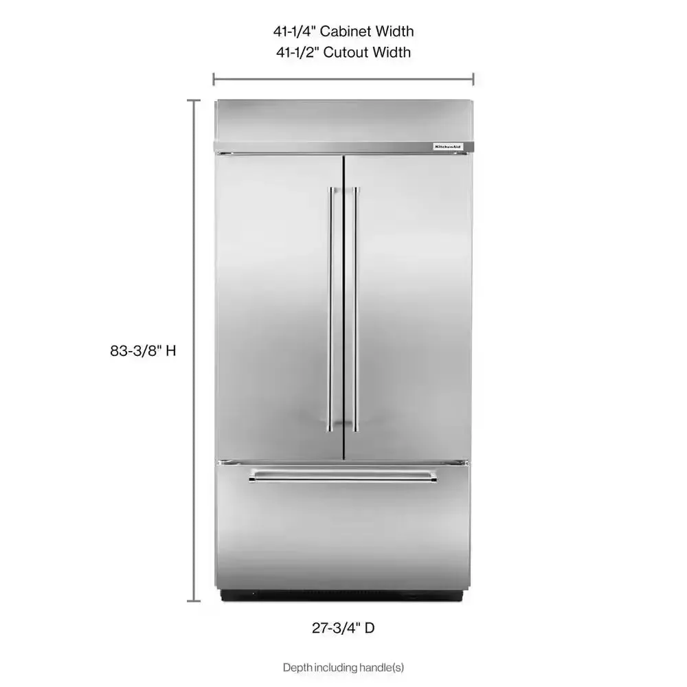 24.2 Cu. Ft. Built-In French Door Refrigerator in Stainless Steel, Platinum Interior