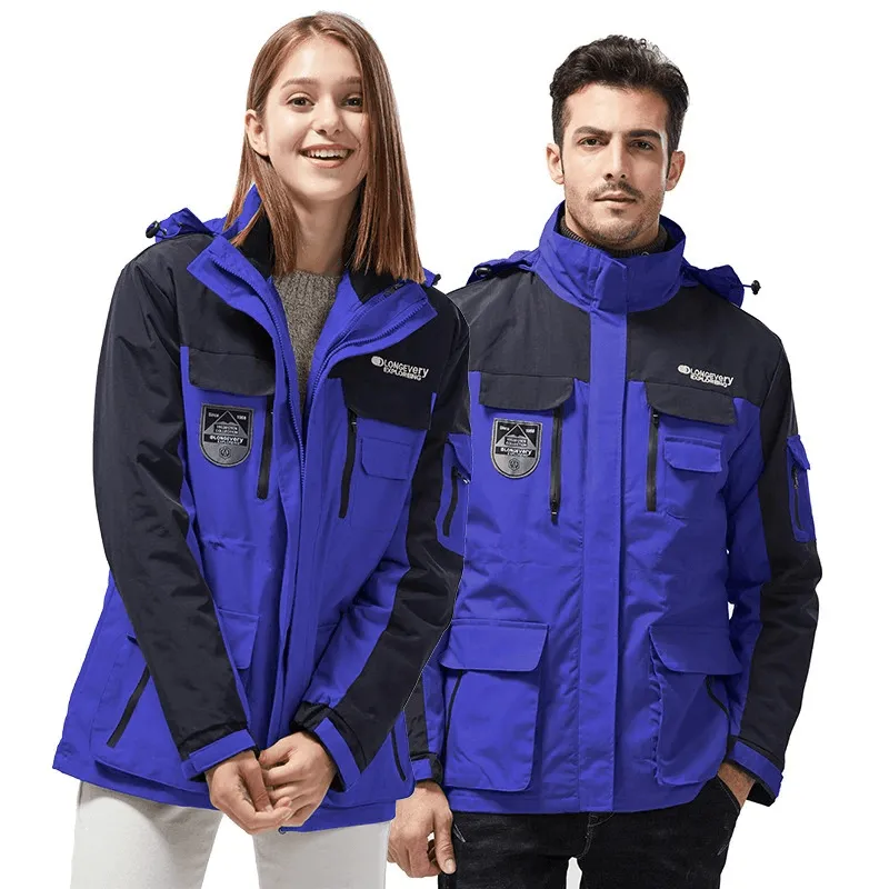3 in 1 Warm Skiing Snowboard Jacket with Hood and Cuff Velcro - SF0608