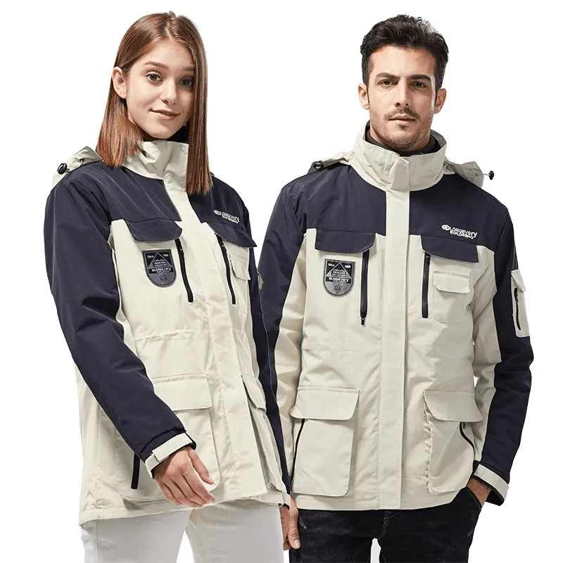 3 in 1 Warm Skiing Snowboard Jacket with Hood and Cuff Velcro - SF0608