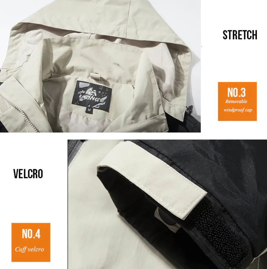 3 in 1 Warm Skiing Snowboard Jacket with Hood and Cuff Velcro - SF0608
