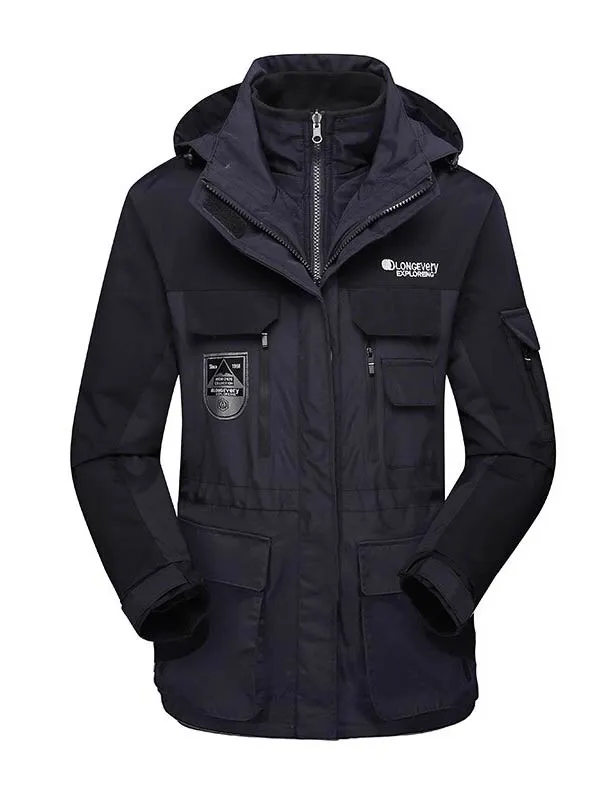 3 in 1 Warm Skiing Snowboard Jacket with Hood and Cuff Velcro - SF0608
