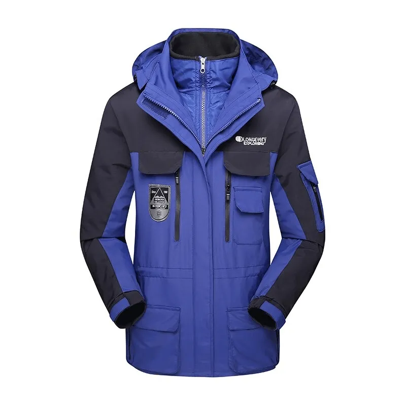 3 in 1 Warm Skiing Snowboard Jacket with Hood and Cuff Velcro - SF0608
