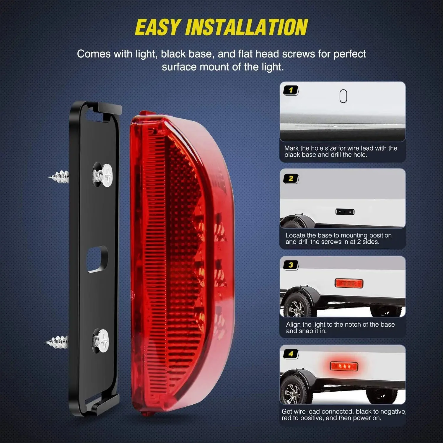 3.9 Inch Red LED Fender/Side Marker Light (Pair)