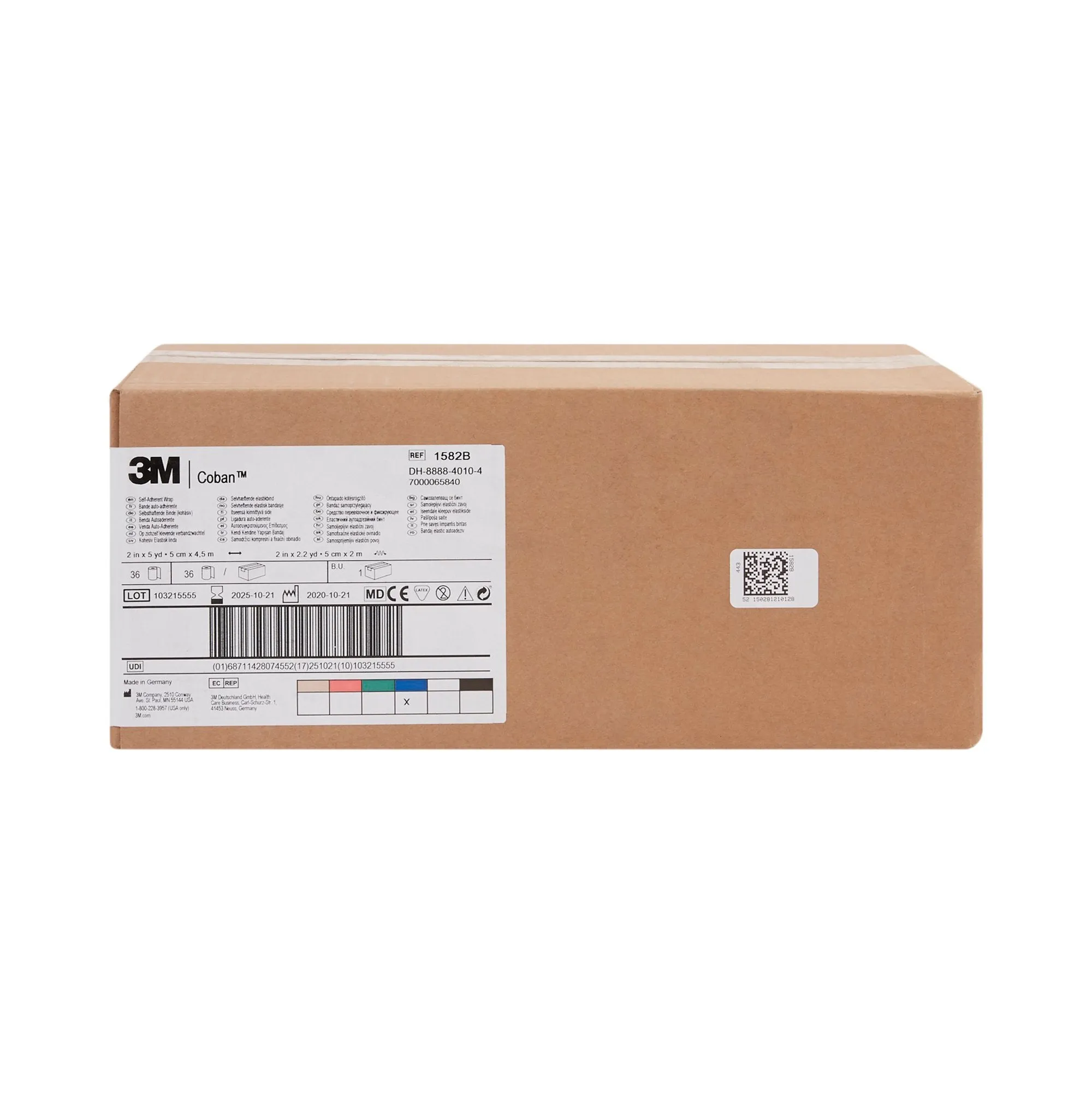 3M™ Coban™ Self-adherent Closure Cohesive Bandage, 2 Inch x 5 Yard, Blue, 1 Case of 36