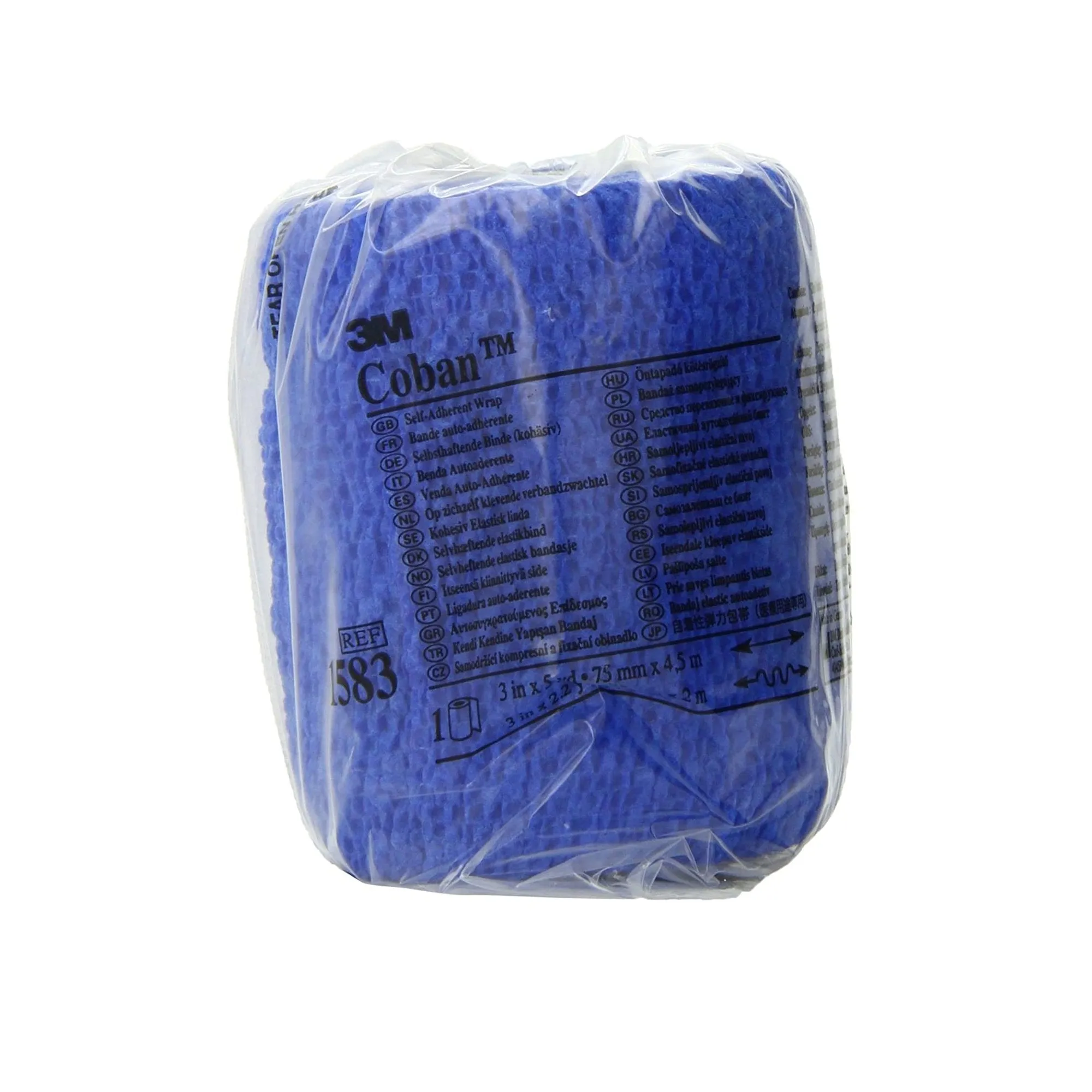 3M™ Coban™ Self-adherent Closure Cohesive Bandage, 3 Inch x 5 Yard, Blue, 1 Case of 24