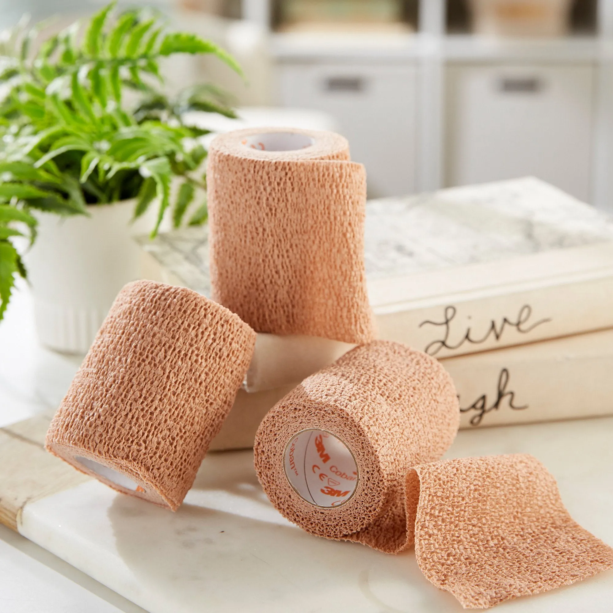 3M™ Coban™ Self-adherent Closure Cohesive Bandage, 3 Inch x 5 Yard, Tan, 1 Roll