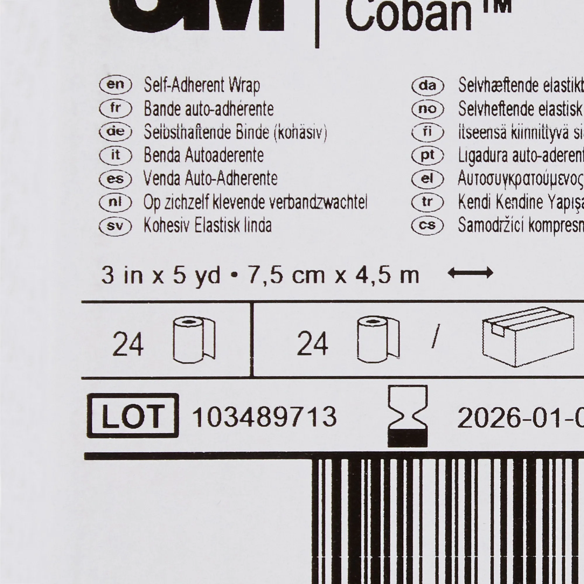 3M™ Coban™ Self-adherent Closure Cohesive Bandage, 3 Inch x 5 Yard, Tan, 1 Roll