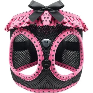 American River Choke Free Dog Harness - Hot Pink & Black Polka Dot