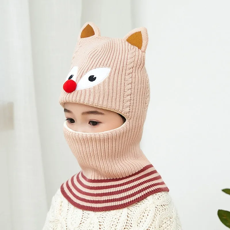 Animal Cartoon Windproof Winter Beanie Hats For Kids