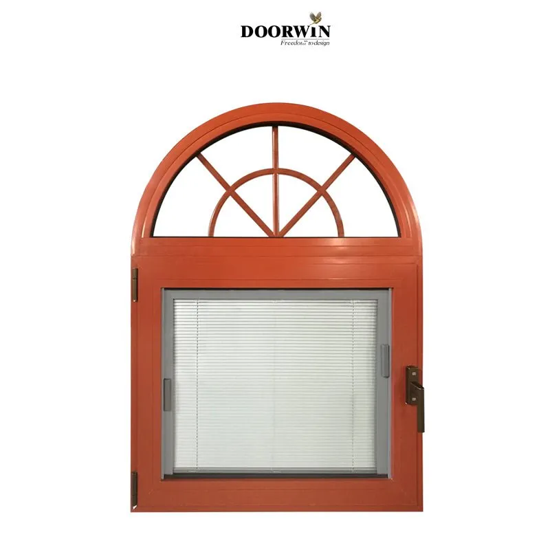 Arched Top Window with built-in shutter grills design pictures grilles grill-iron photos by Doorwin on Alibaba- ARCHITECT SERIES
