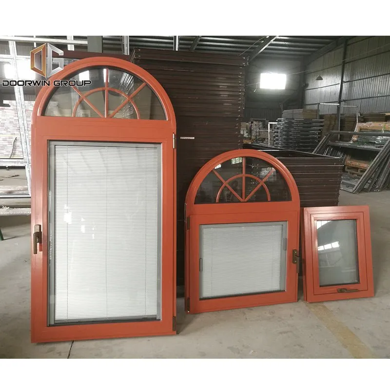 Arched Top Window with built-in shutter grills design pictures grilles grill-iron photos by Doorwin on Alibaba- ARCHITECT SERIES