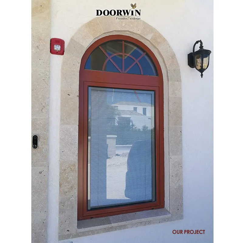 Arched Top Window with built-in shutter grills design pictures grilles grill-iron photos by Doorwin on Alibaba- ARCHITECT SERIES
