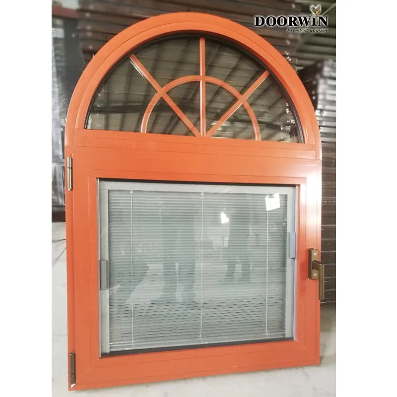Arched Top Window with built-in shutter grills design pictures grilles grill-iron photos by Doorwin on Alibaba- ARCHITECT SERIES