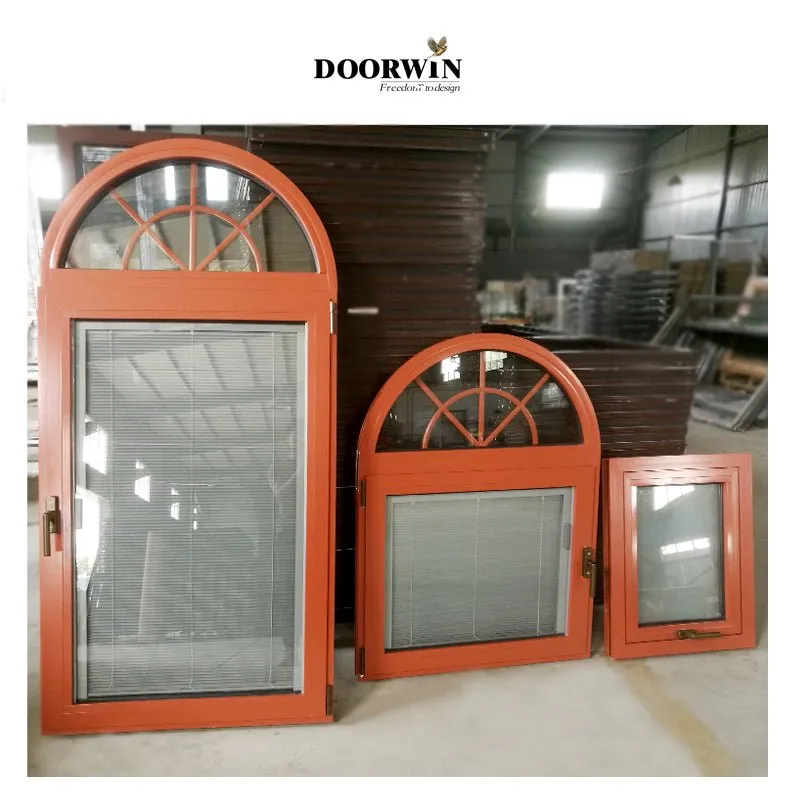 Arched Top Window with built-in shutter grills design pictures grilles grill-iron photos by Doorwin on Alibaba- ARCHITECT SERIES