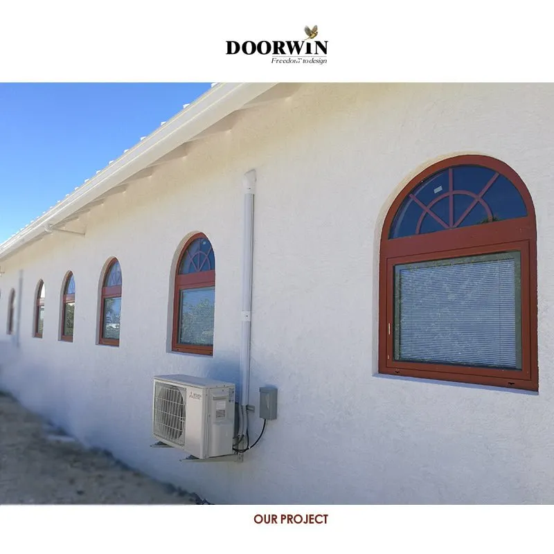 Arched Top Window with built-in shutter grills design pictures grilles grill-iron photos by Doorwin on Alibaba- ARCHITECT SERIES