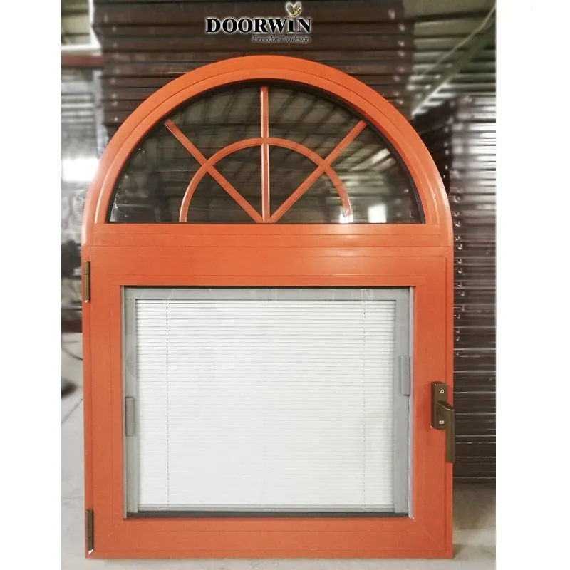 Arched Top Window with built-in shutter grills design pictures grilles grill-iron photos by Doorwin on Alibaba- ARCHITECT SERIES