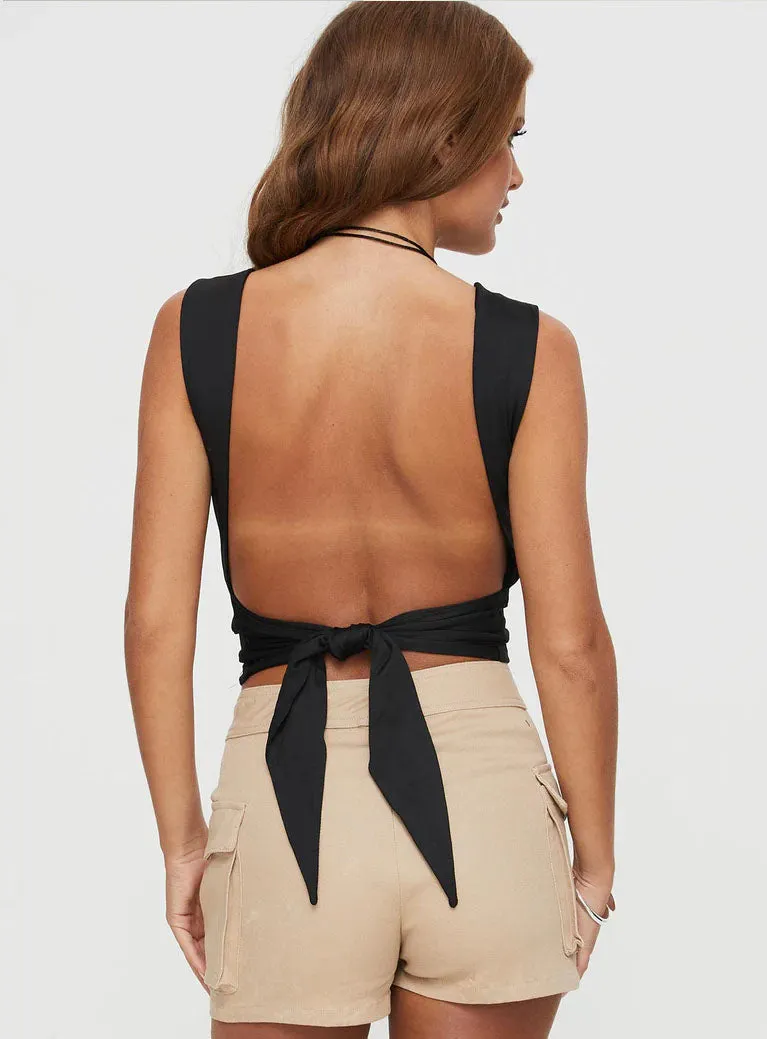 Babe Open Back Tie Top