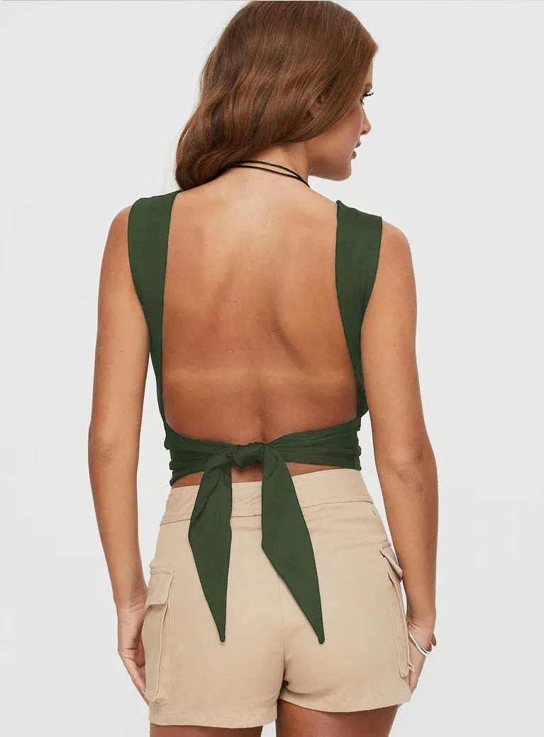 Babe Open Back Tie Top