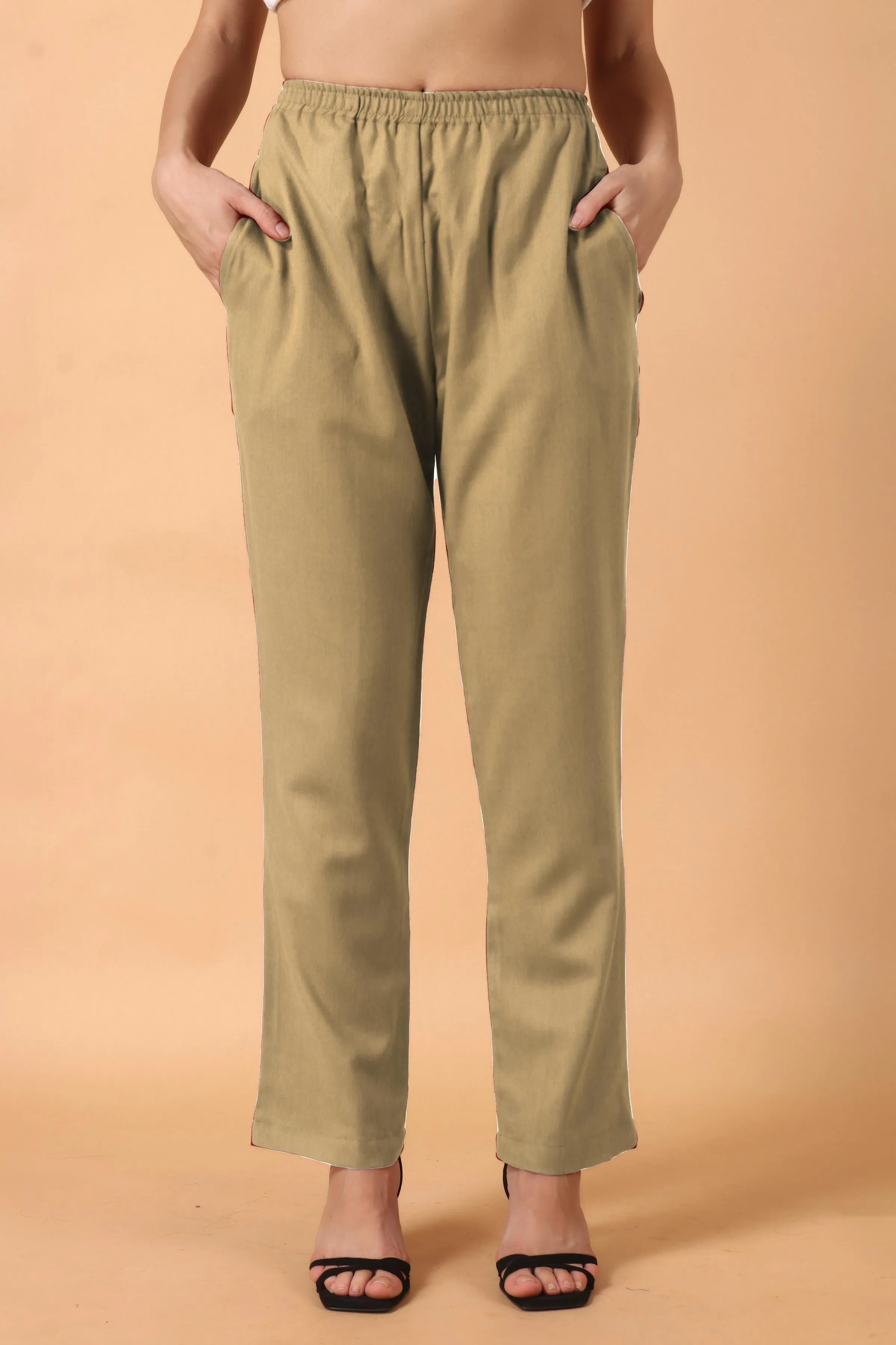 Beige Woollen Pant Palazzo