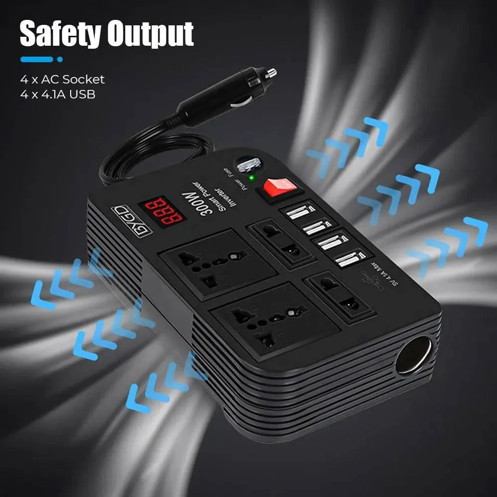 Car Inverter With Fuse 300W DC 12V to AC 220V Converter Power Adapter