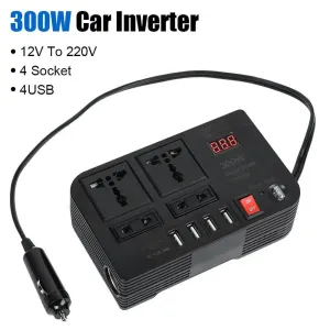 Car Inverter With Fuse 300W DC 12V to AC 220V Converter Power Adapter