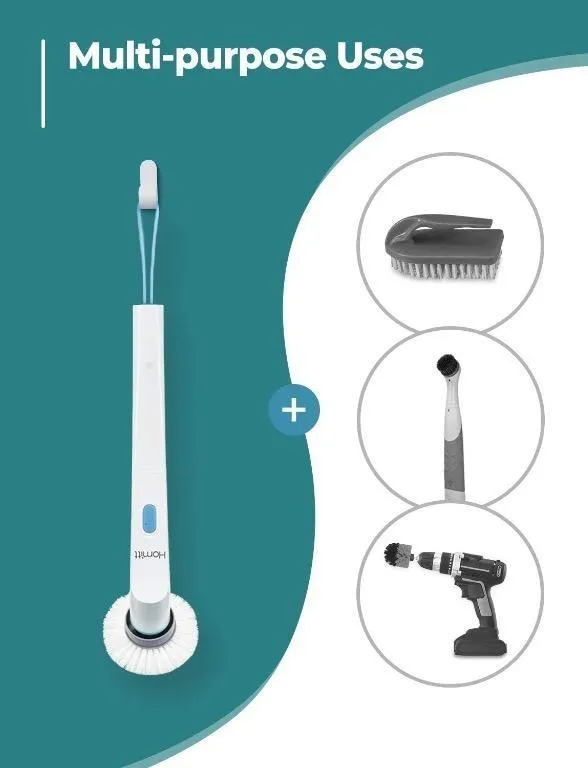 Cordless Electric Power Spin Scrubber with 3 Cleaning Brush Heads