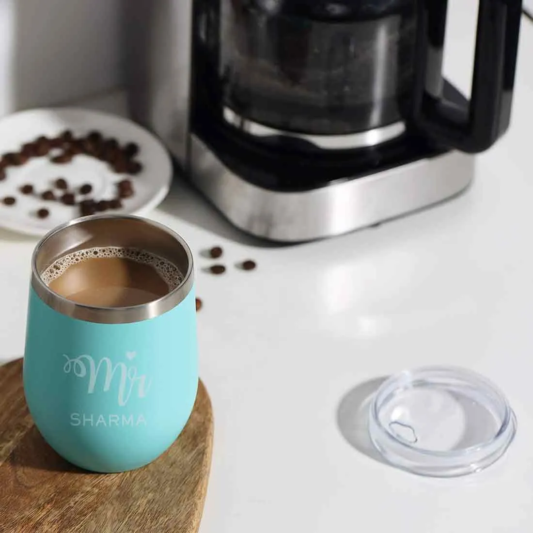 Customised Stainless Steel Coffee Tumbler With Lid for Travelling (350 ML)- MR