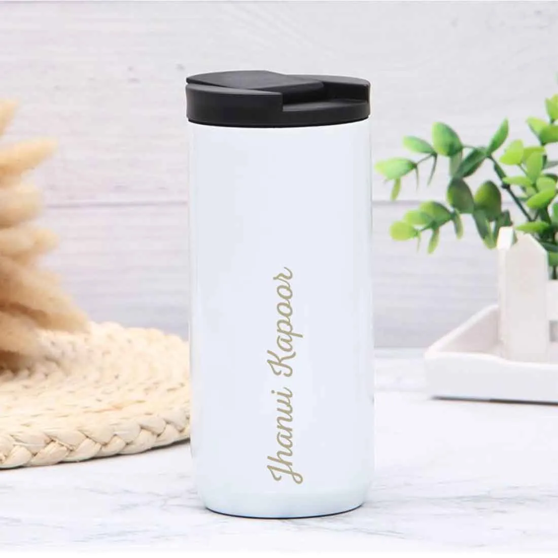 Customised Tea Coffee Tumbler for Travelling Sipper Flask (400 ML) - Add Name