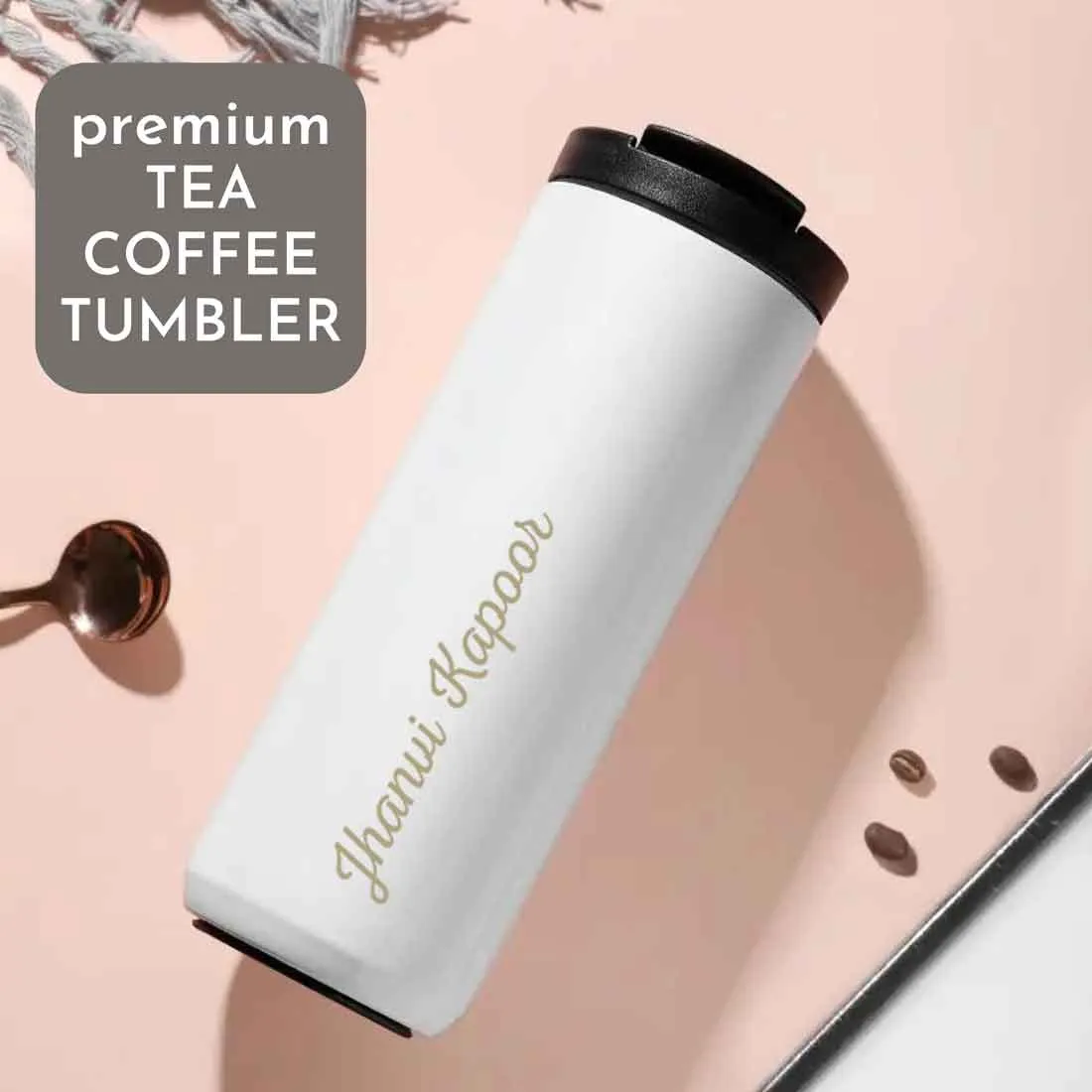 Customised Tea Coffee Tumbler for Travelling Sipper Flask (400 ML) - Add Name