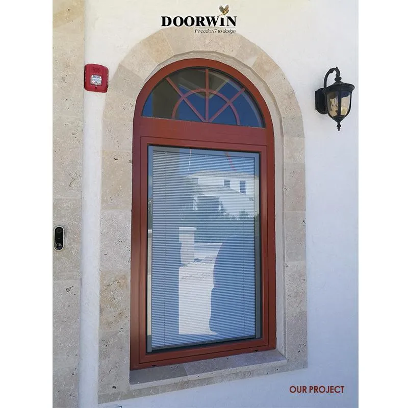 Doorwin 2021Arched Top Window with built-in shutter grills design pictures grilles grill-iron photos by Doorwin on Alibaba- ARCHITECT SERIES