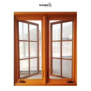 Doorwin 2021buy online french grills modern design crank open aluminum wood casement windows