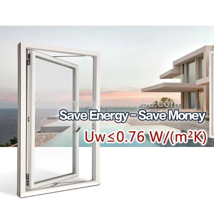 Doorwin 2021China factory supplied top quality half tempered glass awning window grills design aluminum hung windows grill aluminium