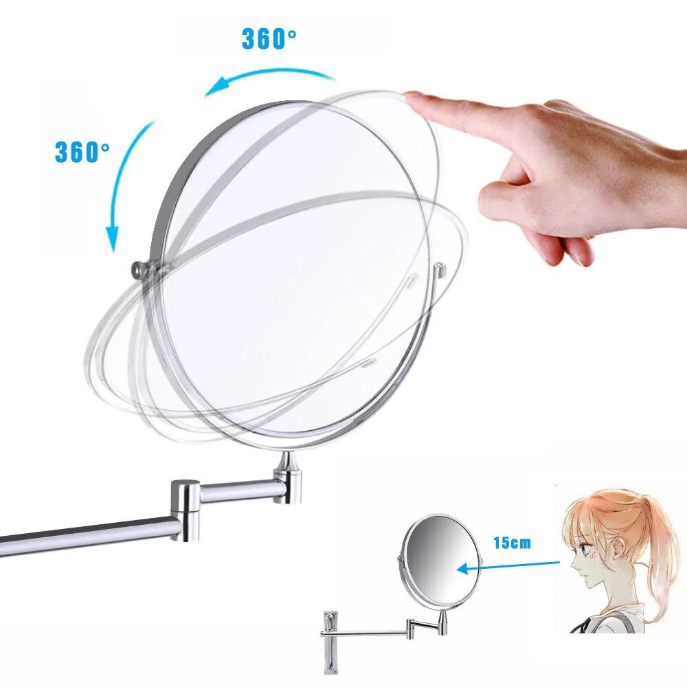 Dual-Sided Wall Mount Make-Up Mirror 1X/5X
