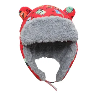 Flapjack Kids Water Repellent Trapper Hat - Monsters Red