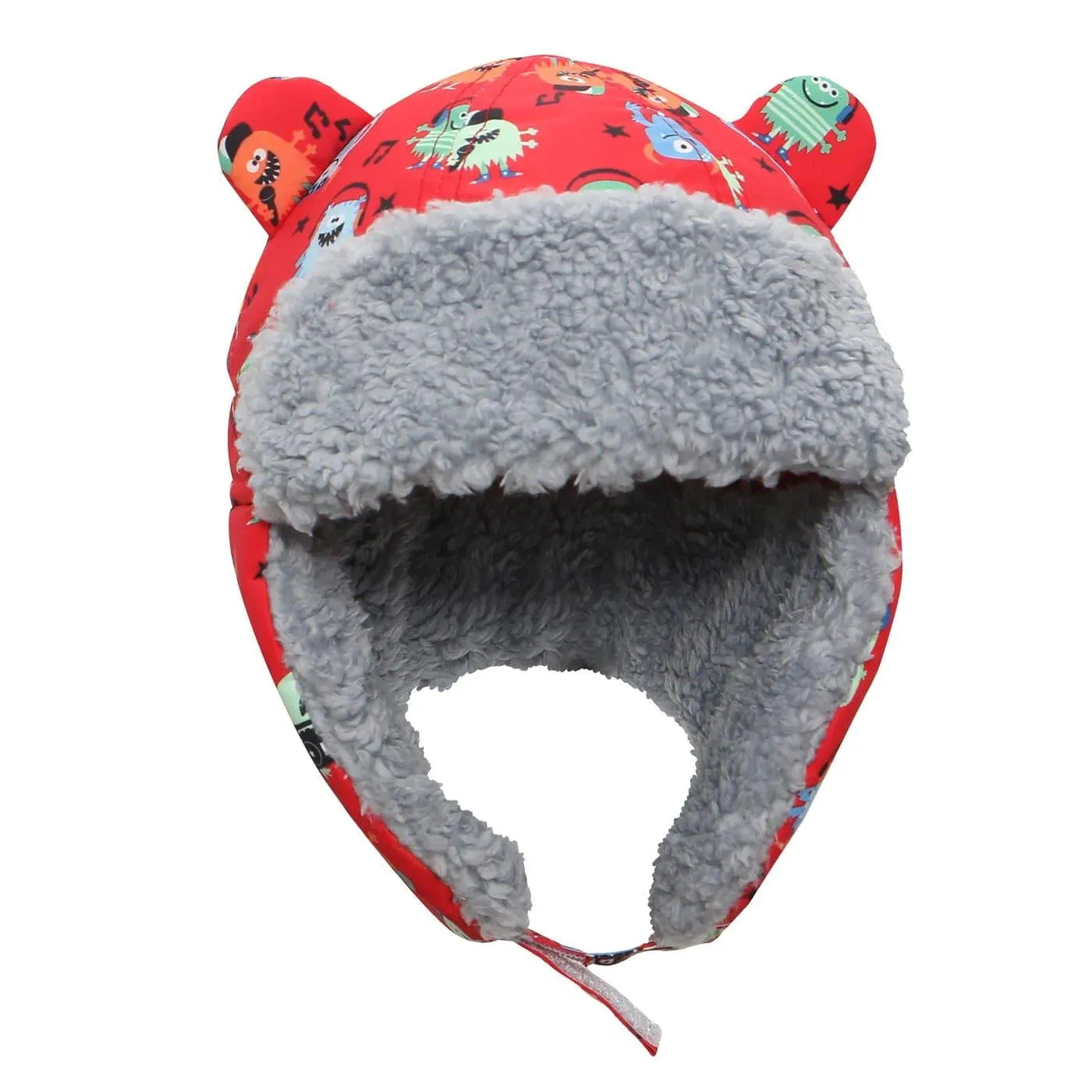 Flapjack Kids Water Repellent Trapper Hat - Monsters Red