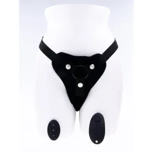 Hidden Pocket Strap on With Remote Control  Vibrator - Black