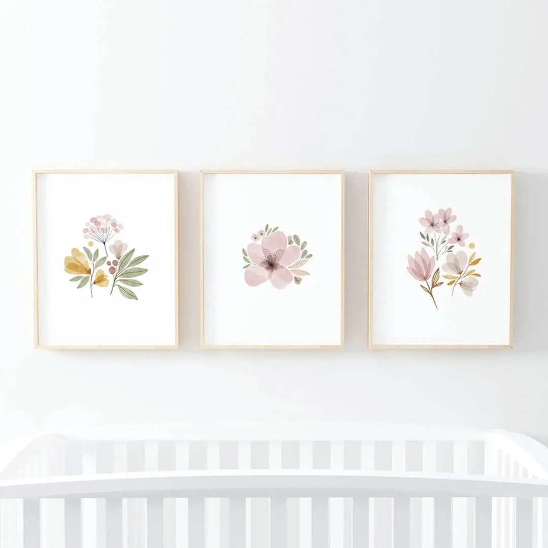 Maeve's Mauve & Mustard Floral Bundled Digital Nursery Wall Art