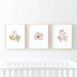 Maeve's Mauve & Mustard Floral Bundled Digital Nursery Wall Art