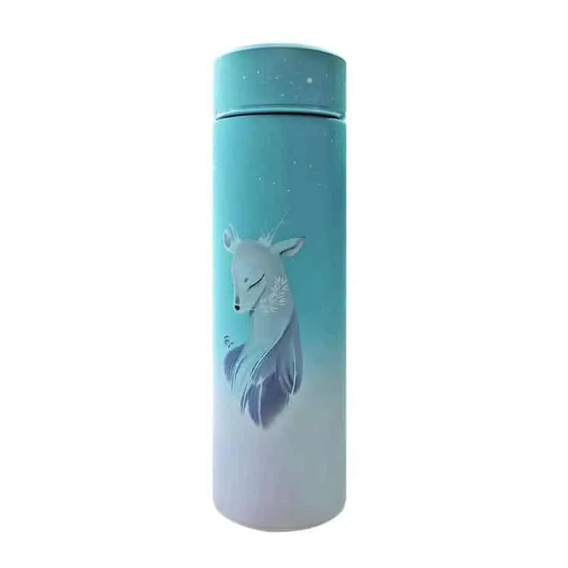 Nordic Style Deer Print Straight Cup Insulated Thermos