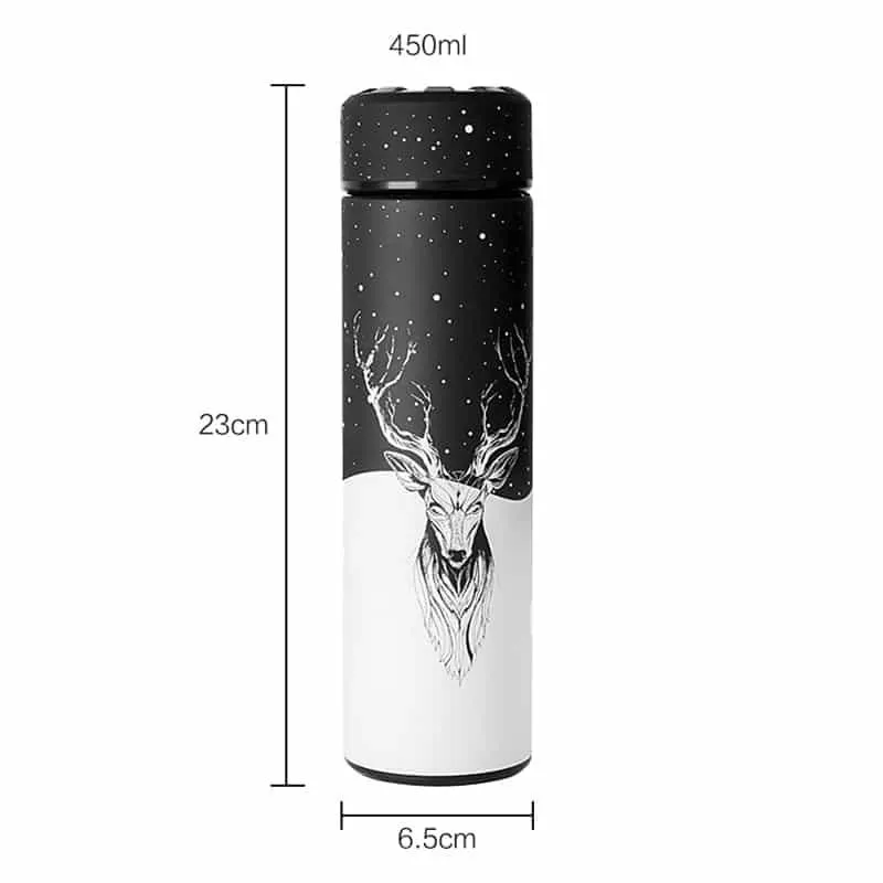 Nordic Style Deer Print Straight Cup Insulated Thermos